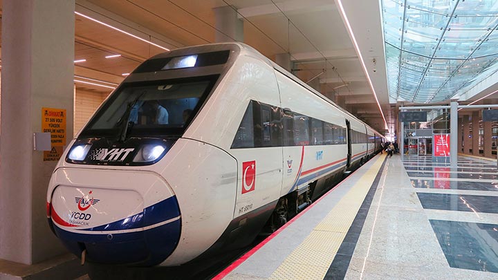 A high-speed train at Ankara Train Station